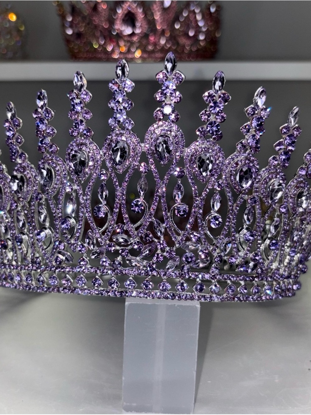 Lavender Crystal Rhinestone Tiara Crown for Women